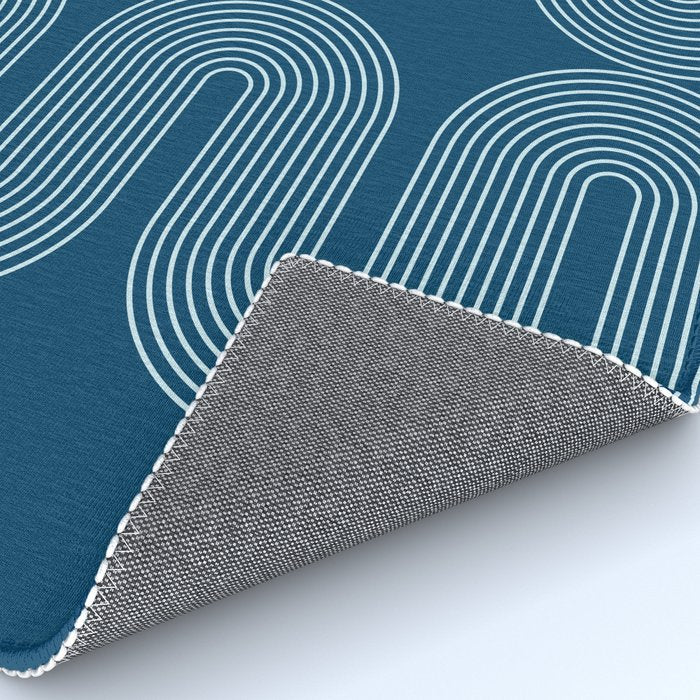 Mid Century Modern Geometric 101 in night Blue (Rainbow Abstract) Rug Gallery Image 4