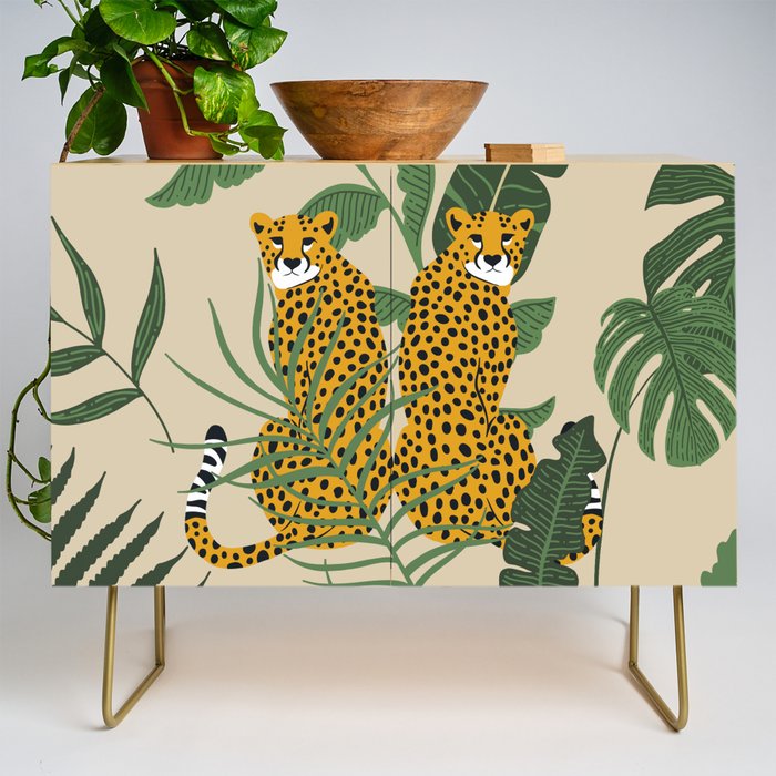 Palm Jungle Cheetah Prints Credenza Gallery Image 1