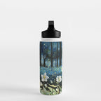 Magical Forest at Night, Fireflies and Helleborus Water Bottle Gallery Image 3