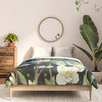 Magical Forest at Night, Fireflies and Helleborus Comforter Gallery Image 3