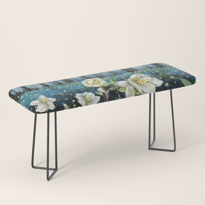 Magical Forest at Night, Fireflies and Helleborus Bench Gallery Image 1