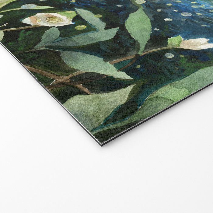 Magical Forest at Night, Fireflies and Helleborus Welcome Mat Gallery Image 2