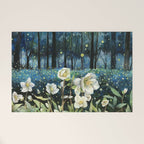Magical Forest at Night, Fireflies and Helleborus Welcome Mat Gallery Image 1