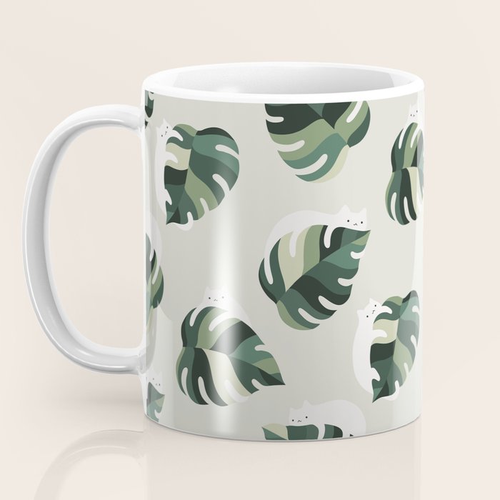 Cat and Plant Pattern 3 Coffee Mug Gallery Image 3