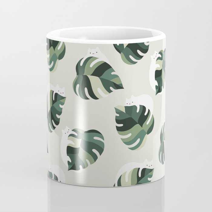 Cat and Plant Pattern 3 Coffee Mug Gallery Image 4