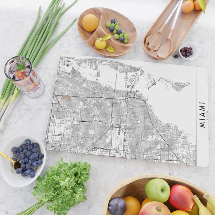Miami White Map Cutting Board Gallery Image 2