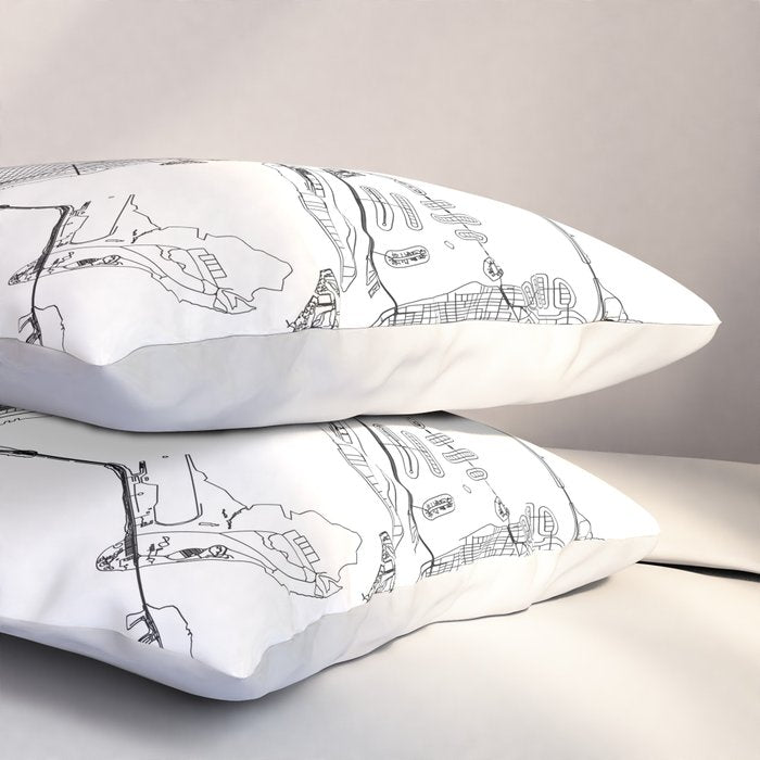 Miami White Map Pillow Sham Gallery Image 3