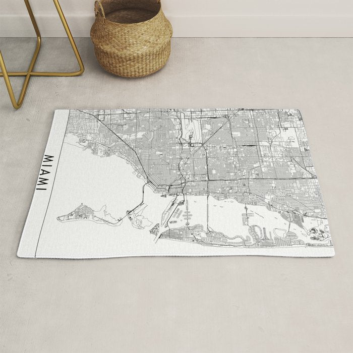 Miami White Map Rug Gallery Image 1