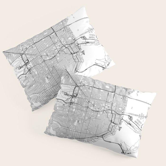 Miami White Map Pillow Sham Gallery Image 3