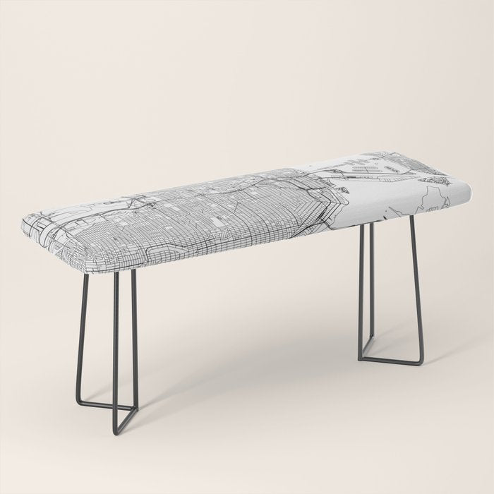 Miami White Map Bench Gallery Image 1