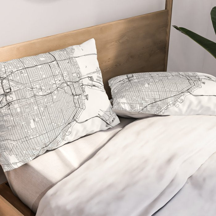 Miami White Map Pillow Sham Gallery Image 2