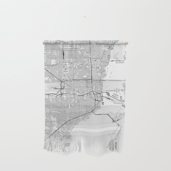 Miami White Map Wall Hanging Gallery Image 1
