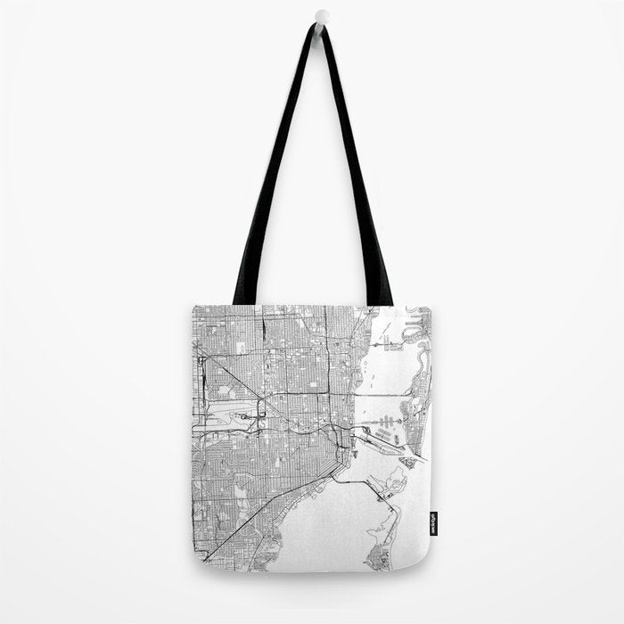 Miami White Map Tote Bag Gallery Image 2