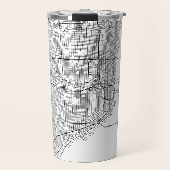 Miami White Map Travel Mug Gallery Image 1