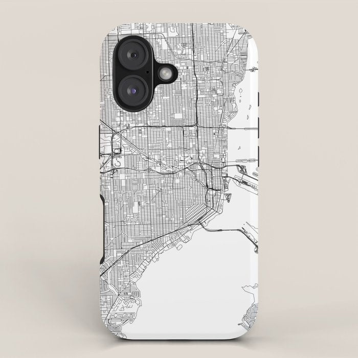 Miami White Map iPhone Case Gallery Image 1