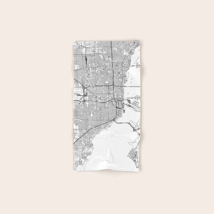 Miami White Map Bath Towel Gallery Image 1