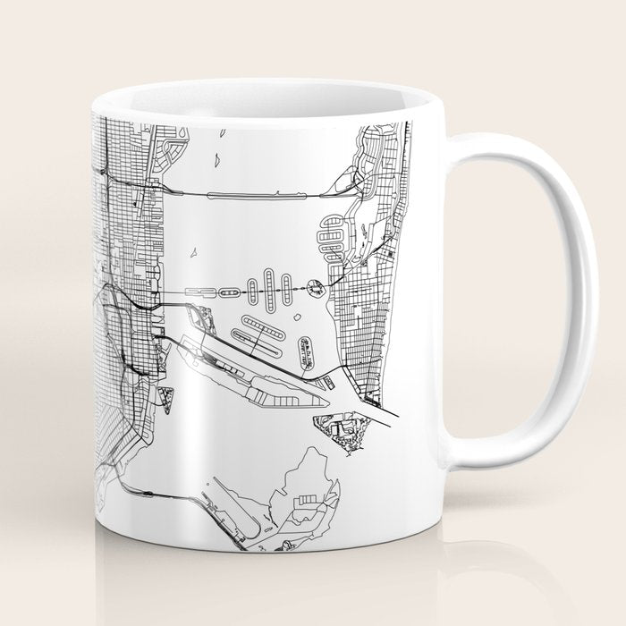 Miami White Map Coffee Mug Gallery Image 1
