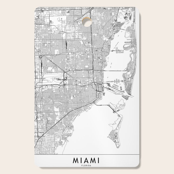 Miami White Map Cutting Board Gallery Image 1