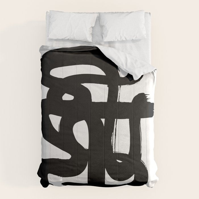 Slithering Ink White Background Comforter Gallery Image 1