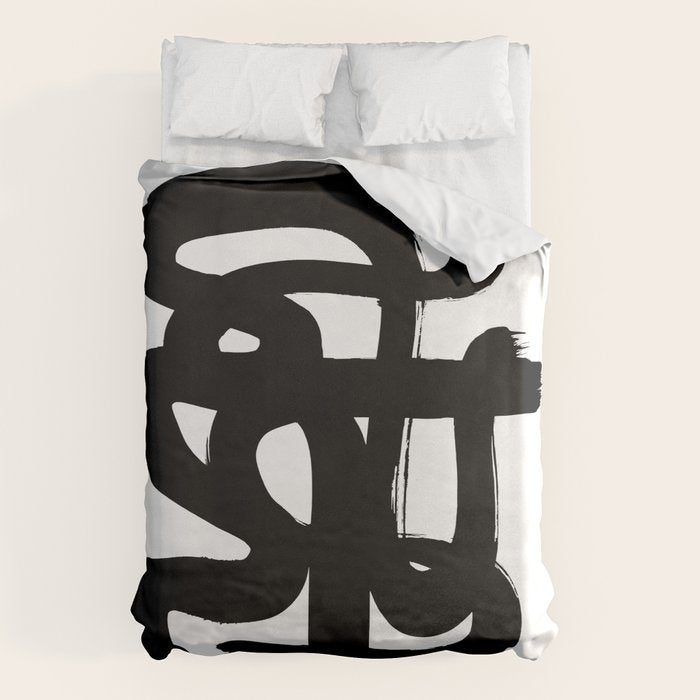 Slithering Ink White Background Duvet Cover Gallery Image 6