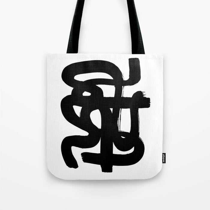 Slithering Ink White Background Tote Bag Gallery Image 1