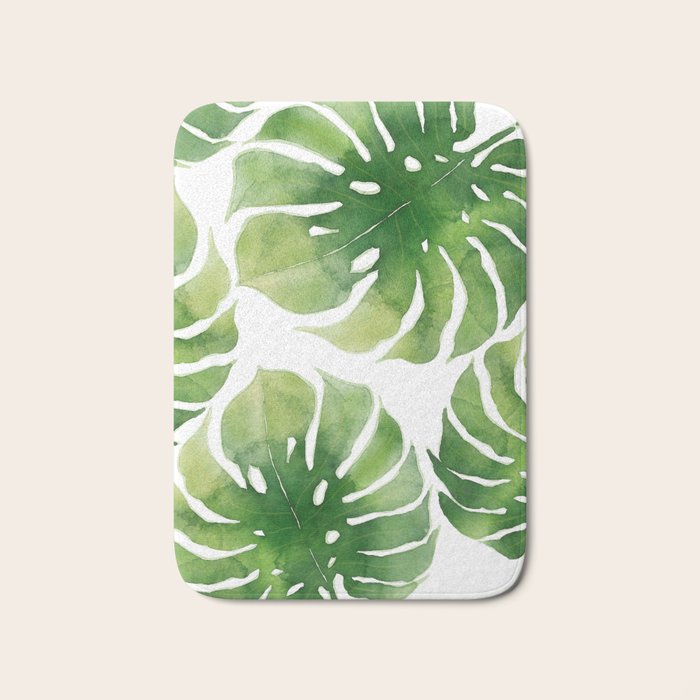 Monstera watercolor I Bath Mat Gallery Image 1