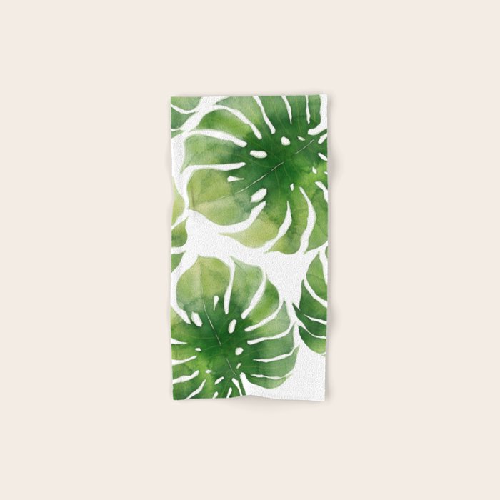 Monstera watercolor I Bath Towel Gallery Image 1