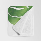 Monstera watercolor I Throw Blanket Gallery Image 3