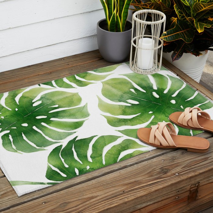 Monstera watercolor I Outdoor Rug Gallery Image 2