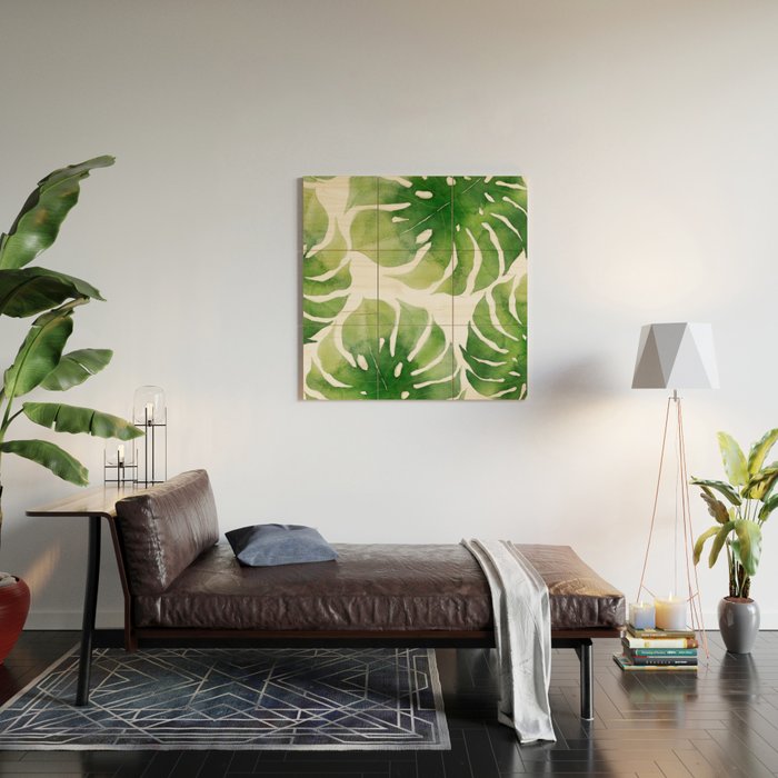 Monstera watercolor I Wood Wall Art Gallery Image 2