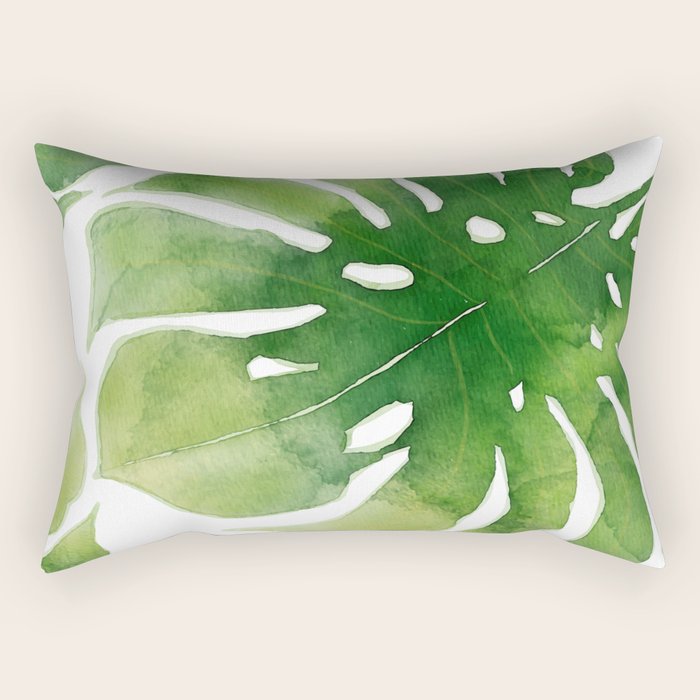 Monstera watercolor I Rectangular Pillow Gallery Image 2