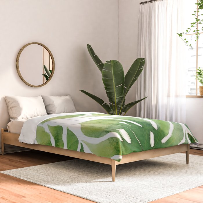 Monstera watercolor I Comforter Gallery Image 2