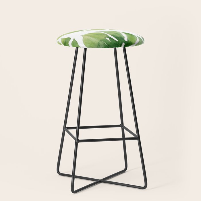 Monstera watercolor I Stool Gallery Image 1