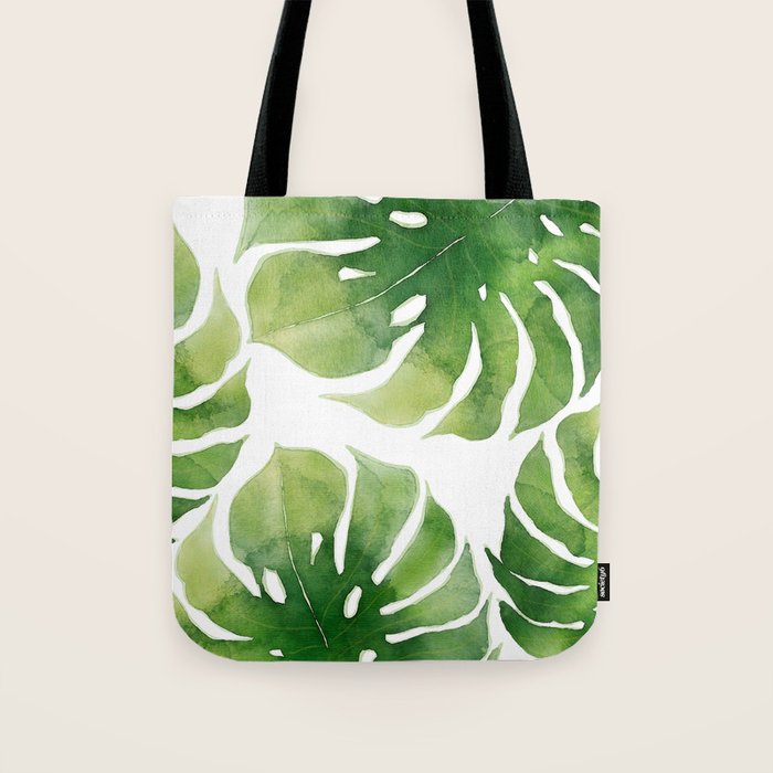 Monstera watercolor I Tote Bag Gallery Image 1