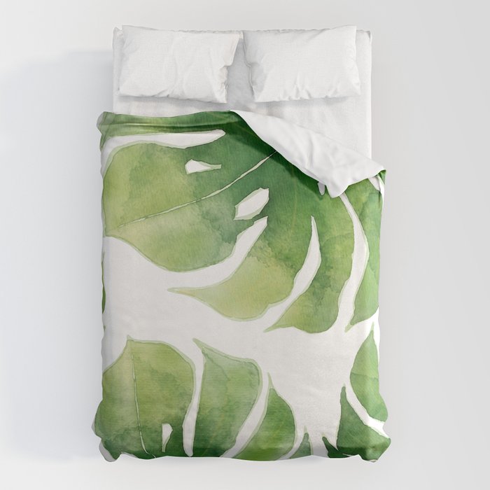Monstera watercolor I Duvet Cover Gallery Image 1