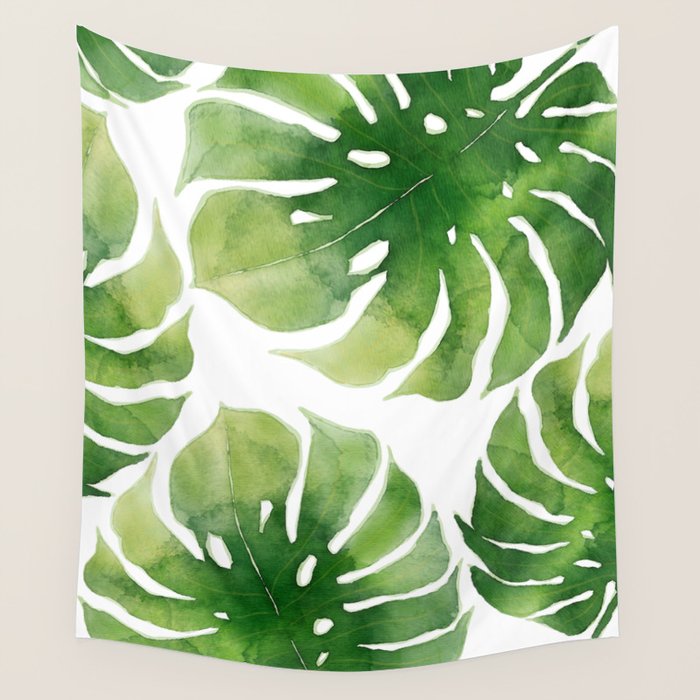 Monstera watercolor I Wall Tapestry Gallery Image 4