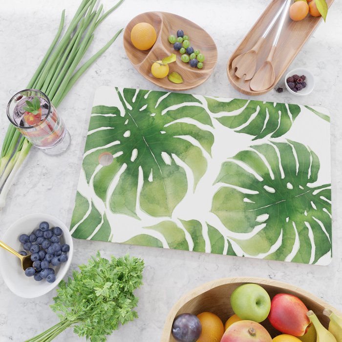 Monstera watercolor I Cutting Board Gallery Image 2