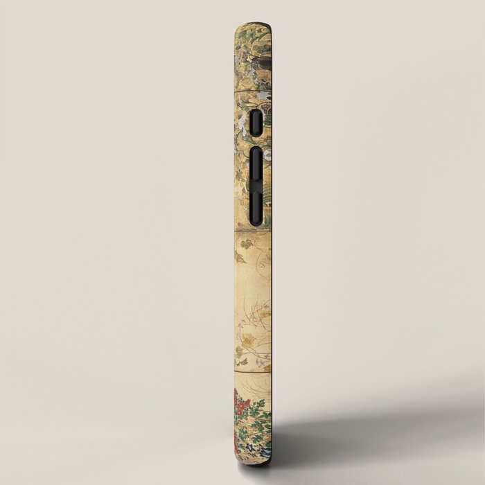 Japanese Edo Period Six-Panel Gold Leaf Screen - Spring and Autumn Flowers iPhone Case Gallery Image 2