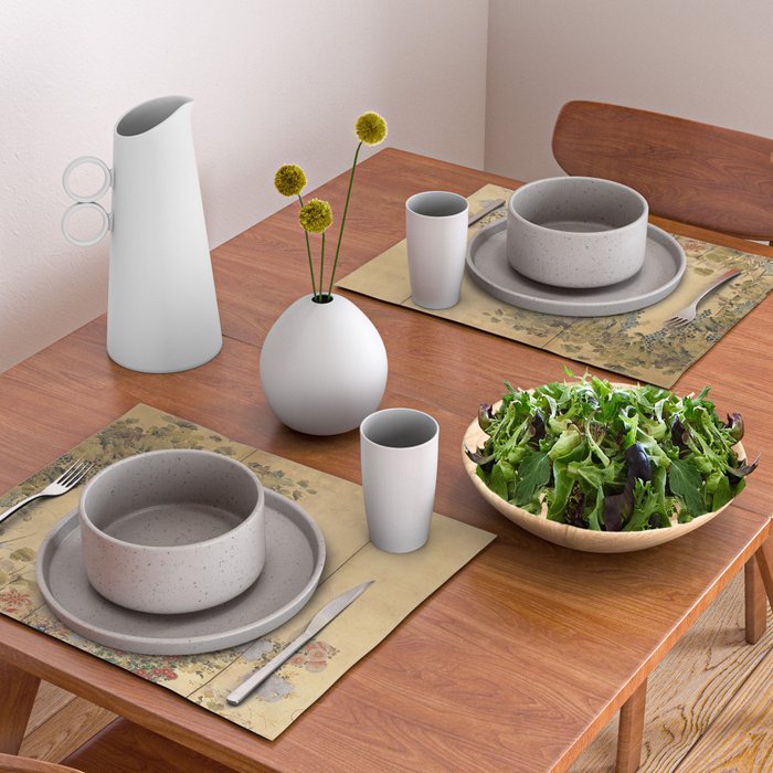 Japanese Edo Period Six-Panel Gold Leaf Screen - Spring and Autumn Flowers Placemat Gallery Image 2