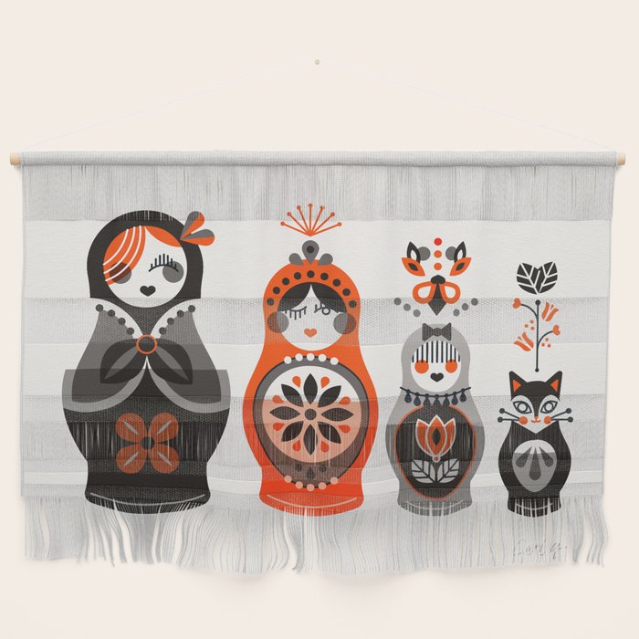 Russian Nesting Dolls - Red & Black Wall Hanging Gallery Image 1