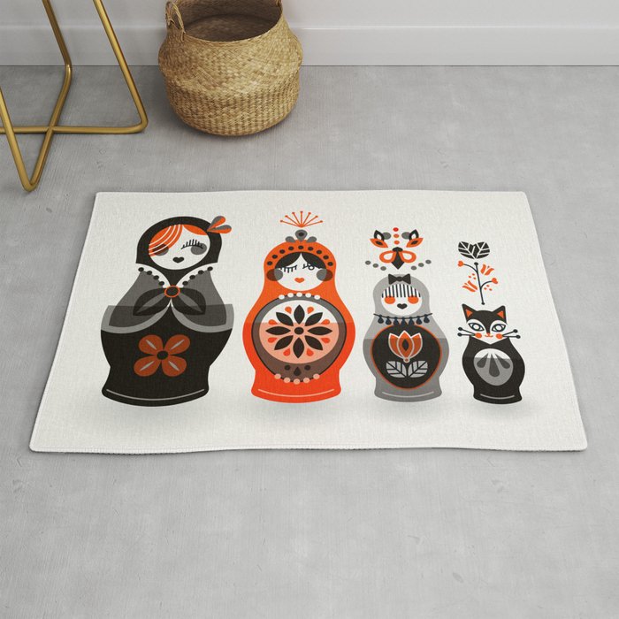 Russian Nesting Dolls - Red & Black Rug Gallery Image 1