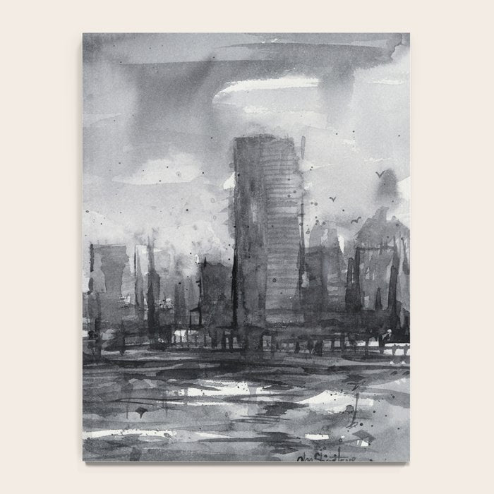 Seattle Skyline Painting Watercolor Black and White Space Needle Notebook Gallery Image 4