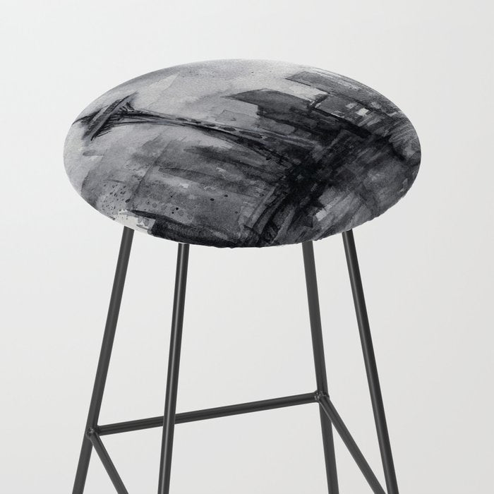 Seattle Skyline Painting Watercolor Black and White Space Needle Stool Gallery Image 2
