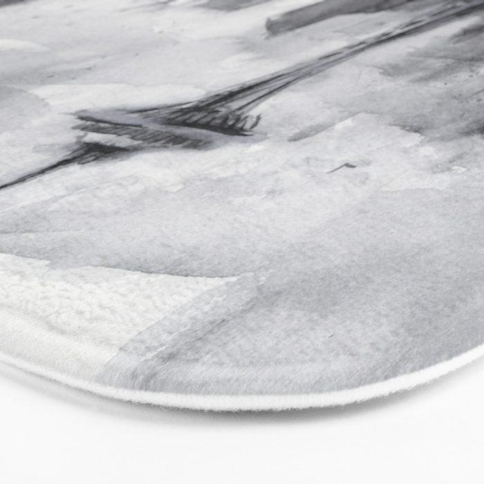 Seattle Skyline Painting Watercolor Black and White Space Needle Bath Mat Gallery Image 3