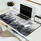 Seattle Skyline Painting Watercolor Black and White Space Needle Desk Mat Gallery Image 2