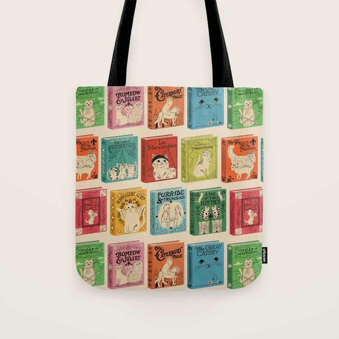 Meowsterpieces of Kiterature - Cat Literature Puns Tote Bag Gallery Image 1