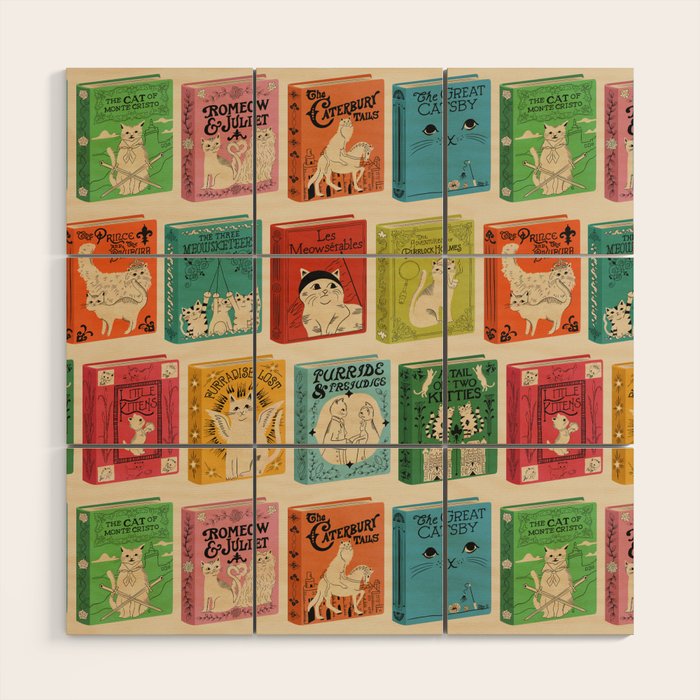 Meowsterpieces of Kiterature - Cat Literature Puns Wood Wall Art Gallery Image 1