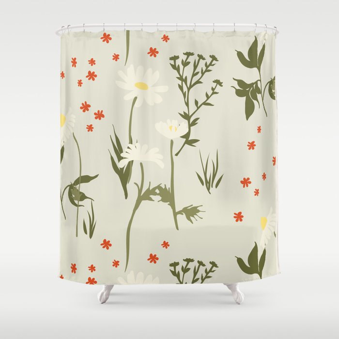 Flower market, Gdansk, Botanical Vintage art Shower Curtain Gallery Image 1