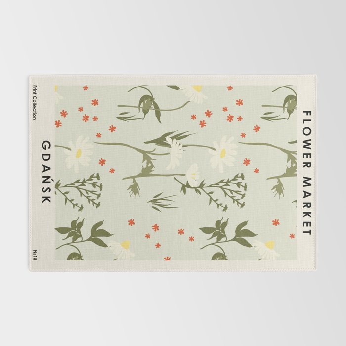 Flower market, Gdansk, Botanical Vintage art Rug Gallery Image 2