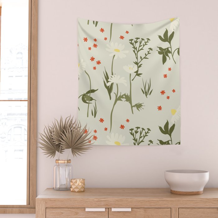 Flower market, Gdansk, Botanical Vintage art Wall Tapestry Gallery Image 2